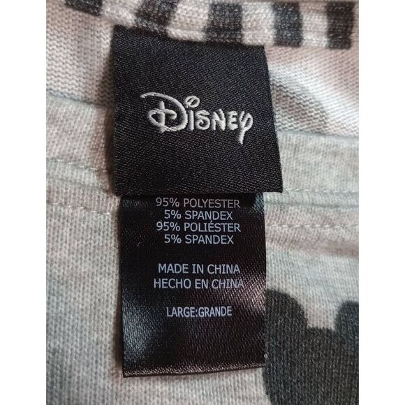 Disney Shirt Ladies Large Mickey Mouse Lounge Soft Light Weight Gray Black - Picture 4 of 6